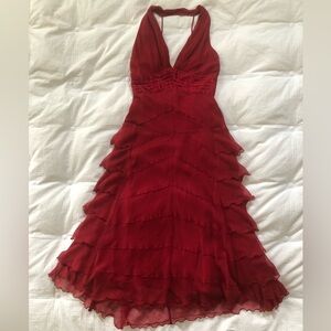 NWT Vintage 90s BCBG Max Azria Crinkle Silk Halter Cocktail Dress